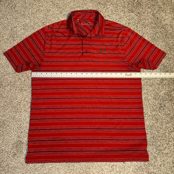 Under Armour Mens L Heat Gear Loose Performance Polo Golf Shirt Lot of 3 Striped - Picture 6 of 16